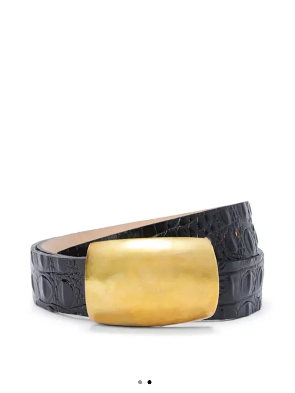 NEW L'AGENCE Milou Domed Croc Embossed Leather Belt Sz S